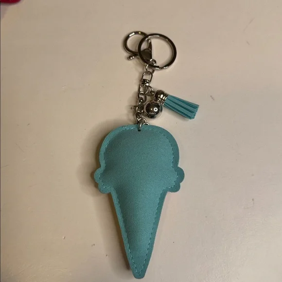 Glittery Ice Cream Cone Keychain - Blue and Gold - Picture 2 of 2